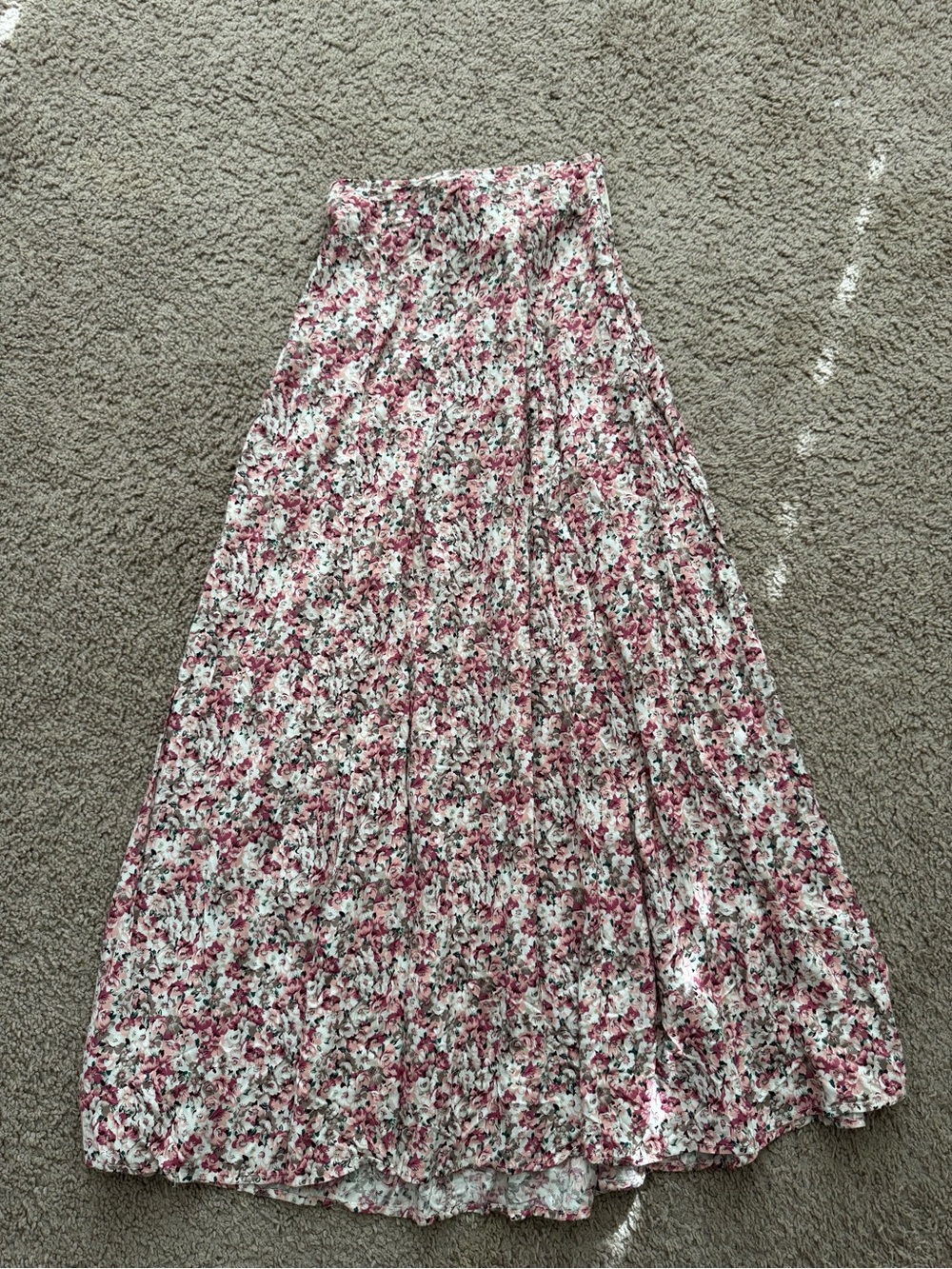 Floral Pink Maxi Skirt - Women's Flowing A-Line